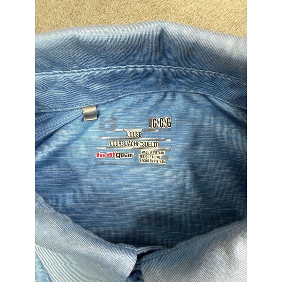 Under Armour Polo Shirt Mens Sz Large Blue Performance Stretch - Picture 9 of 11